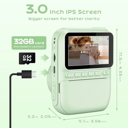 Kids Instant Camera - 3.0 Inch 14MP 1080P