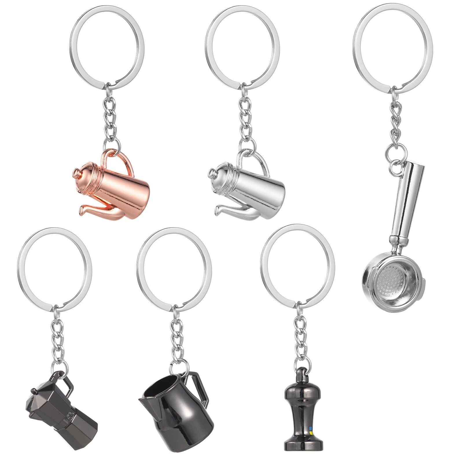 Abaodam Coffee Appliance Key Rings - 6pcs Zinc Alloy Assorted Color