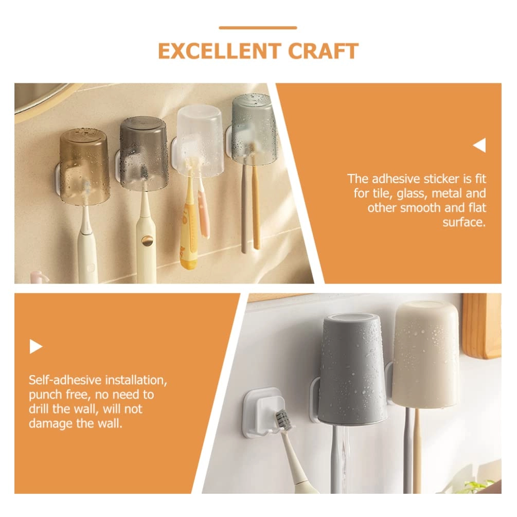 Toothbrush Holders - Wall Mounted White Plastic