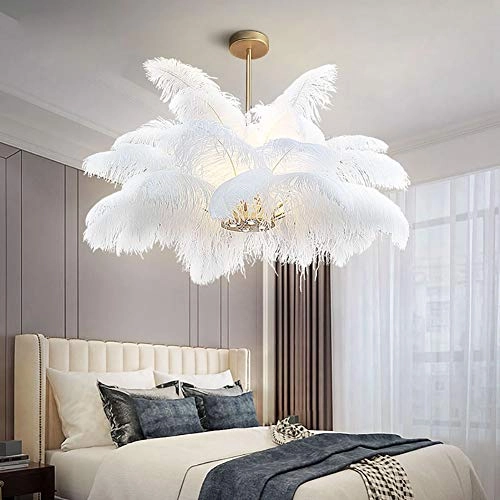 Nordic Modern Chandelier - E14-led White feathers 100*59cm