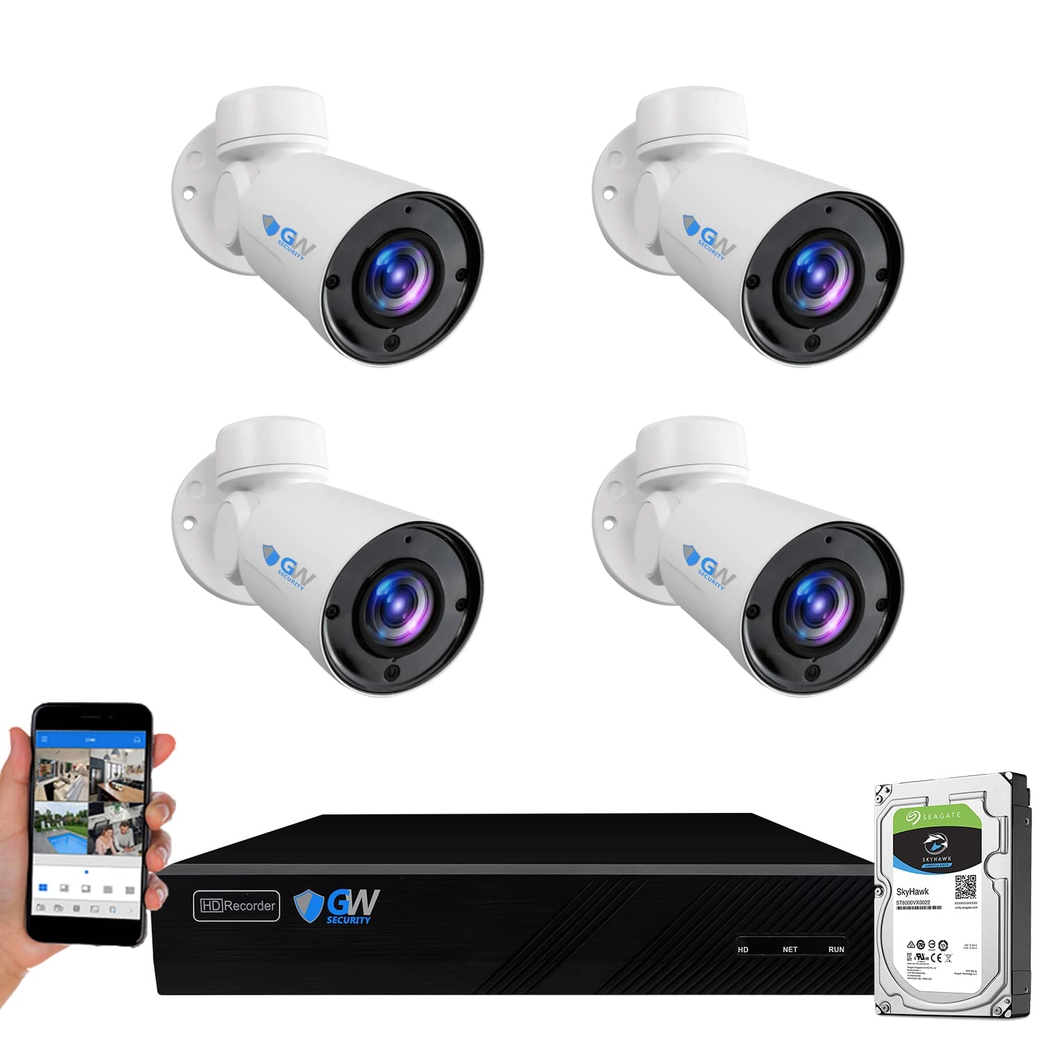 GW Security GW4108EP - 8 Channel 2TB + GW5036PTZ - 5MP PTZ + GWCAT60 - 60FT + GWCAT100 - 100FT