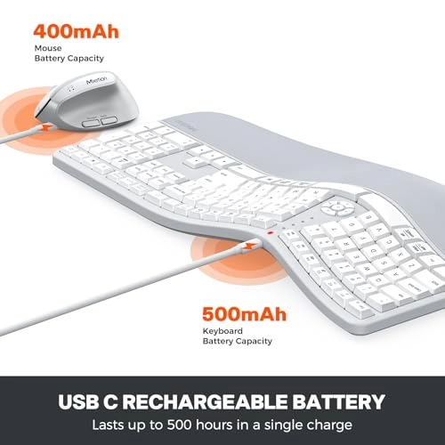 Ergonomic Wireless Keyboard and Mouse - Wired