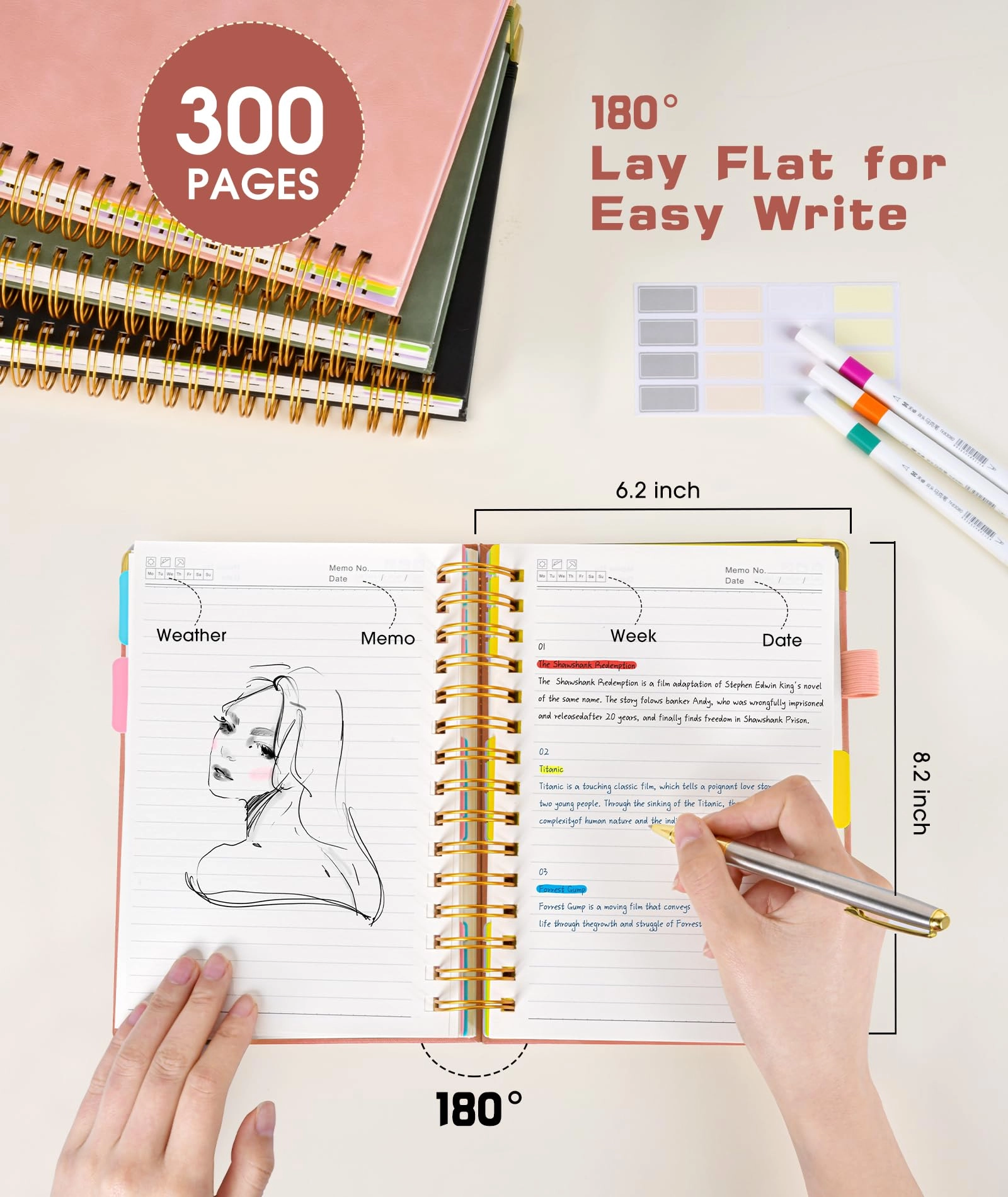 Hardcover Spiral Notebook A5 Spiral - Lined 300 Pages