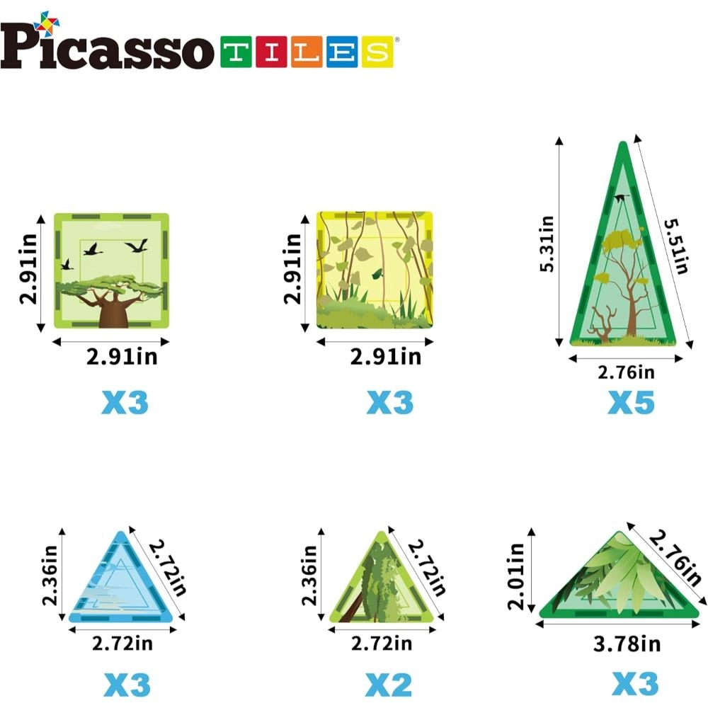 Magnet Tile Building Blocks Safari Themed Playset - 8 Animal Character Action Figures Safari 26 pcs