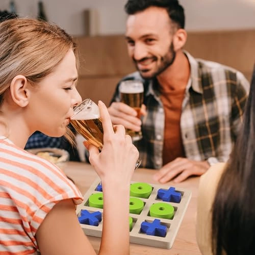 Tic Tac Toe - Wood Blue Green