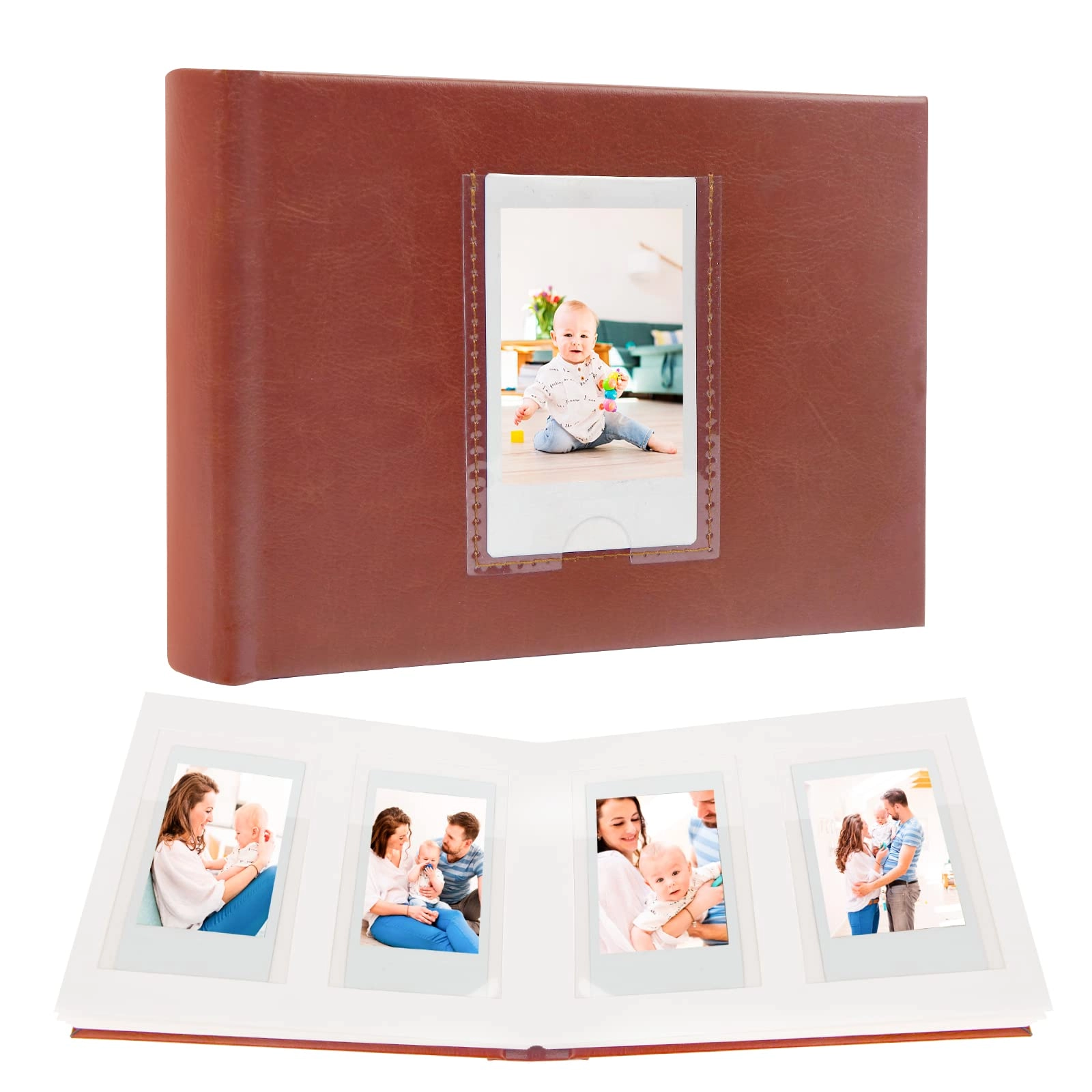 2x3" 64 Pockets Faux Leather Photo Album