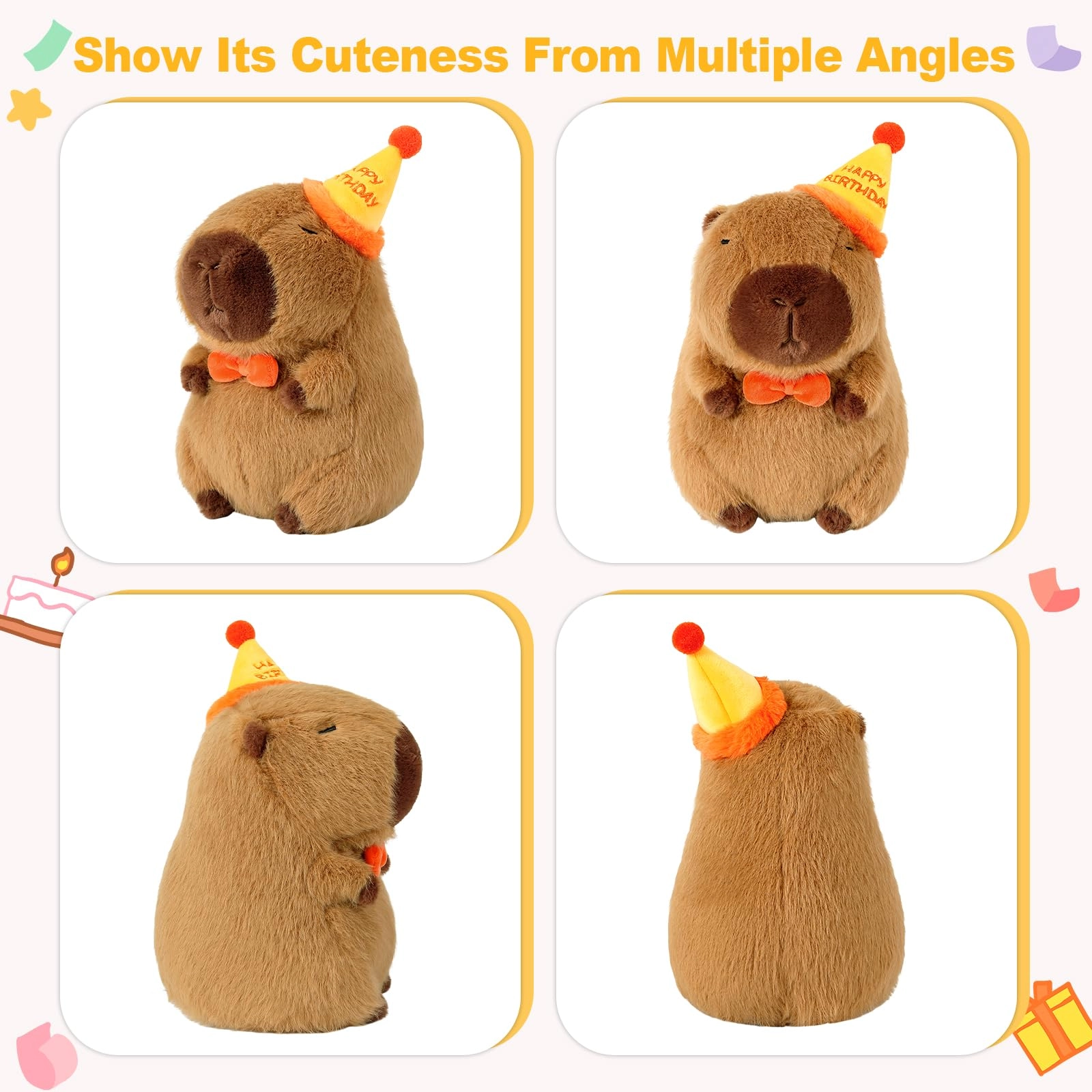 Capybara Plush - 9 inch Strawberry Hat