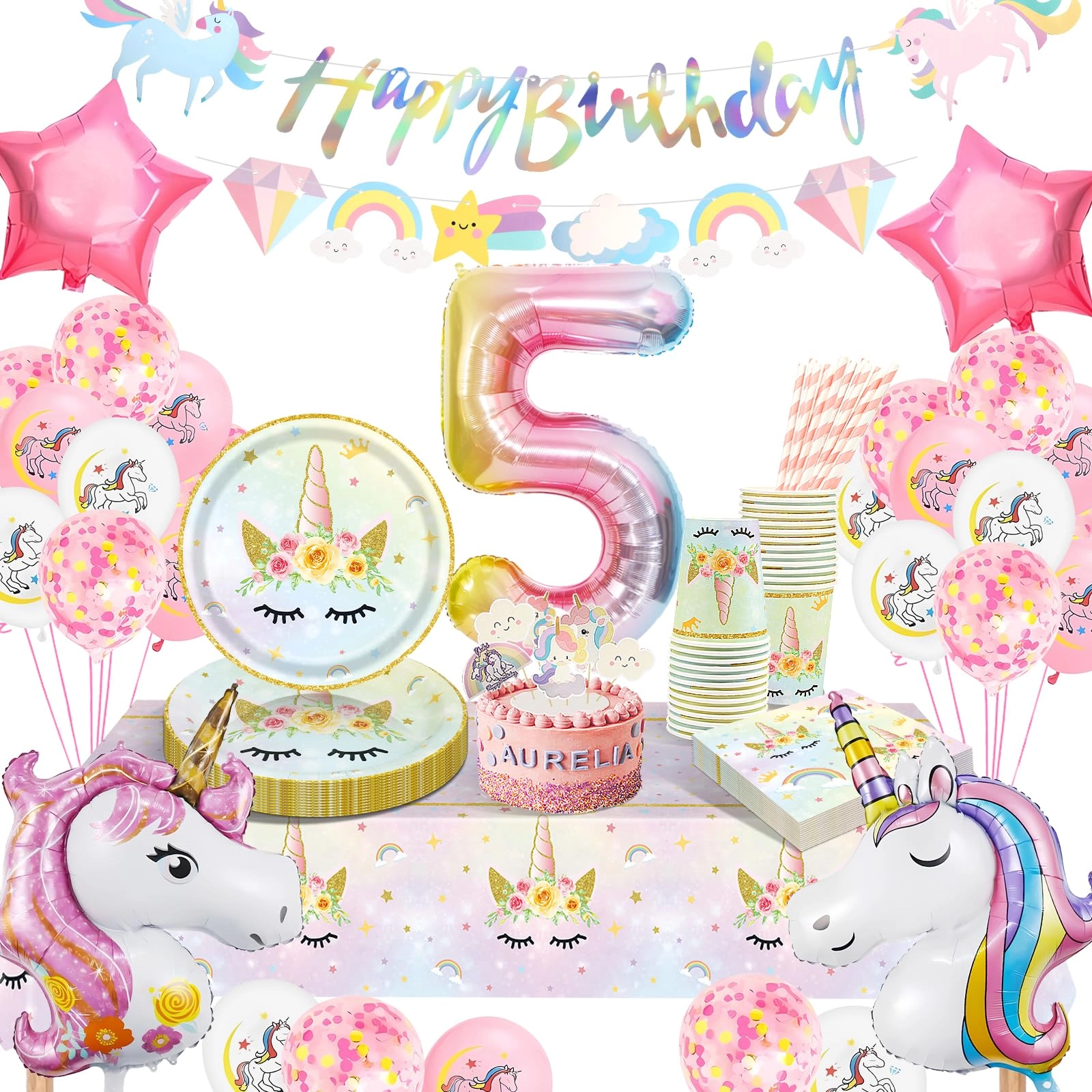 Unicorn Party Decorations - 16 Guests Birthday