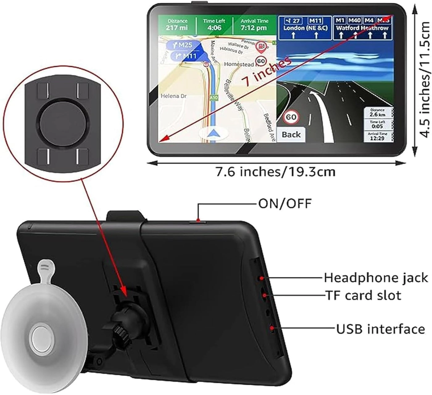 GPS Navigator - 7-Inch Touch Screen Free Lifetime Map Updates