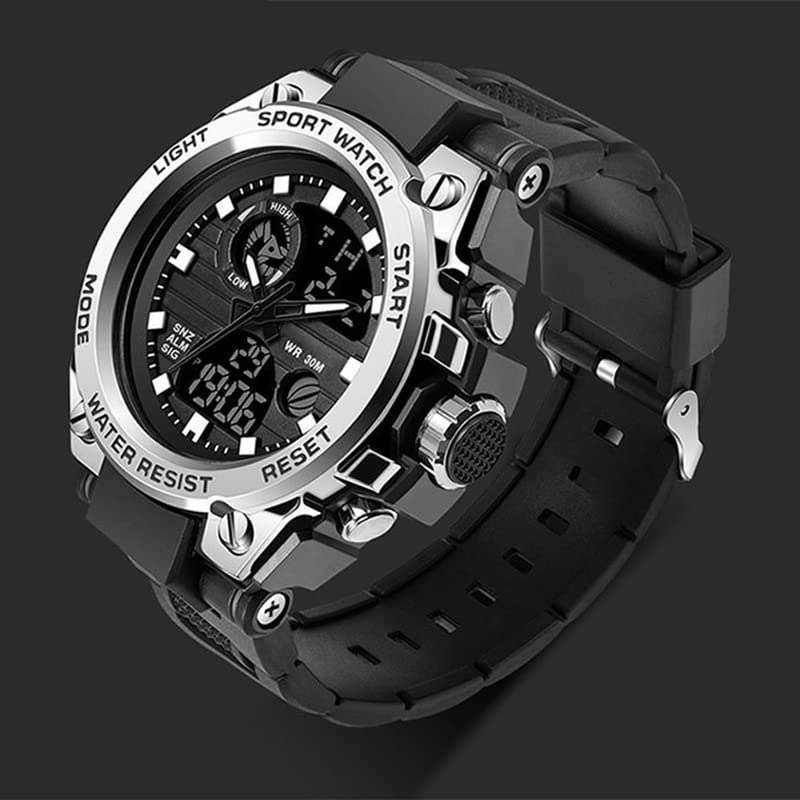 LED Dual Display Luminous Electronic Watch 55mm Stainless steel