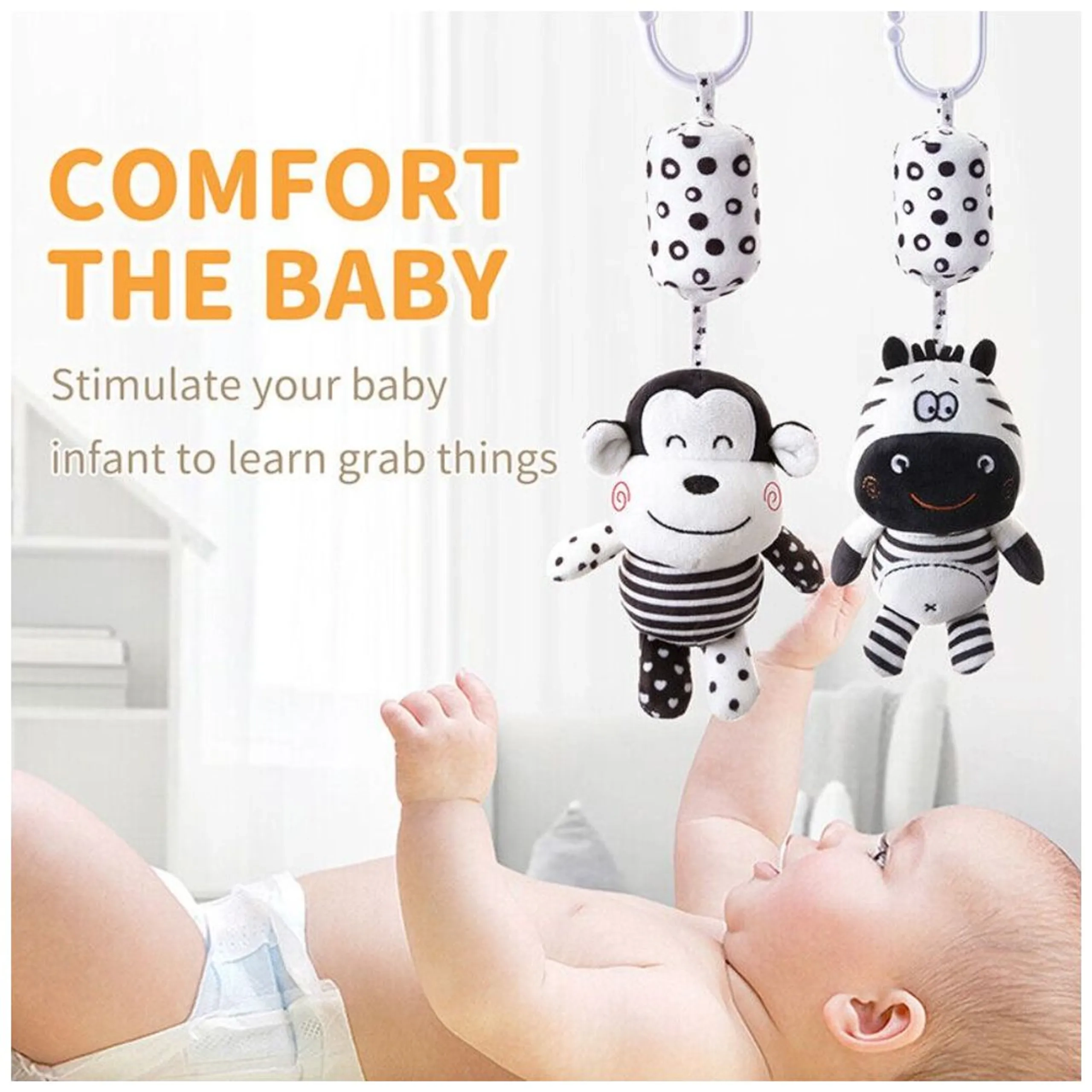 Baby Stroller Plush Hanging Mobile Rattle Toy - Suitable for 3 months and above