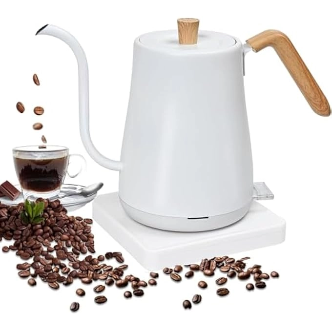 FALAHOM Gooseneck Wood Handle Electric Kettle