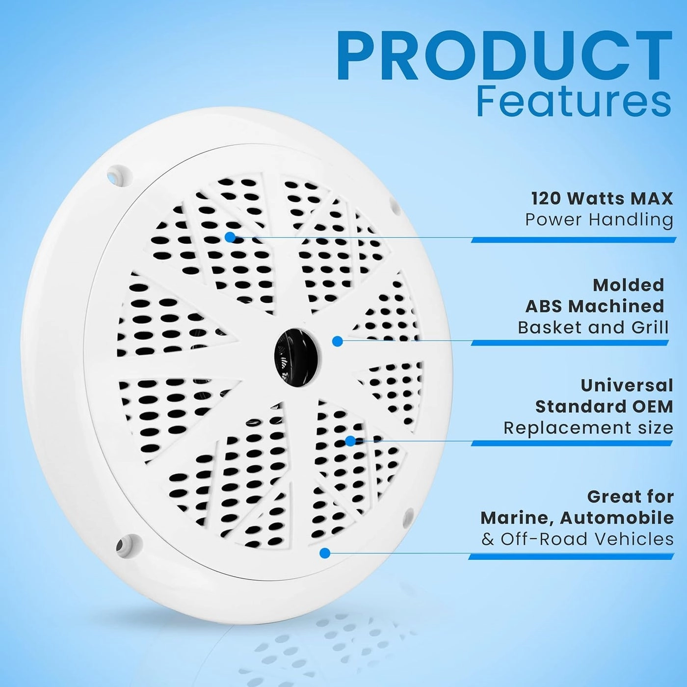 Dual Marine Speakers - 6.5 Inch 120 Watt