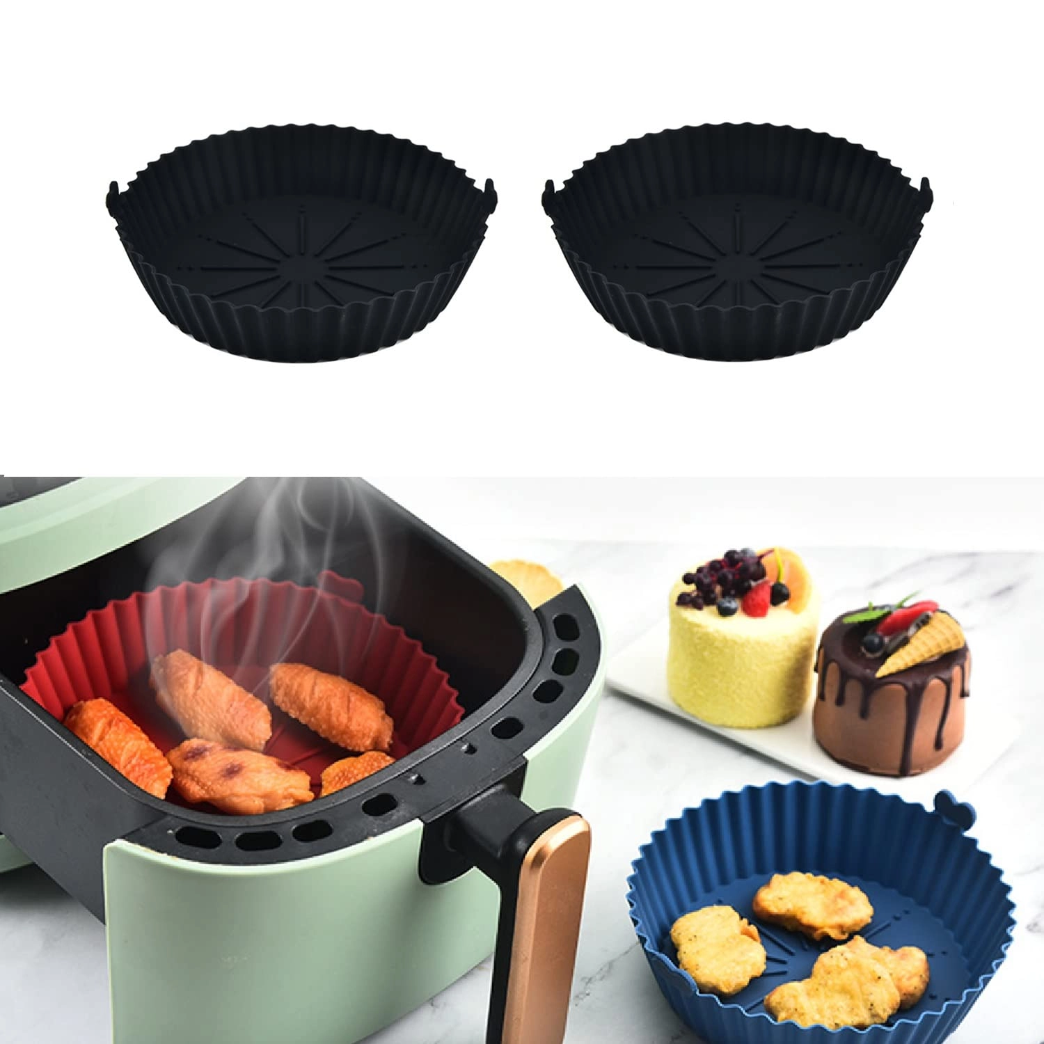 Silicone Air Fryer Liner - food grade silicone 2Pcs
