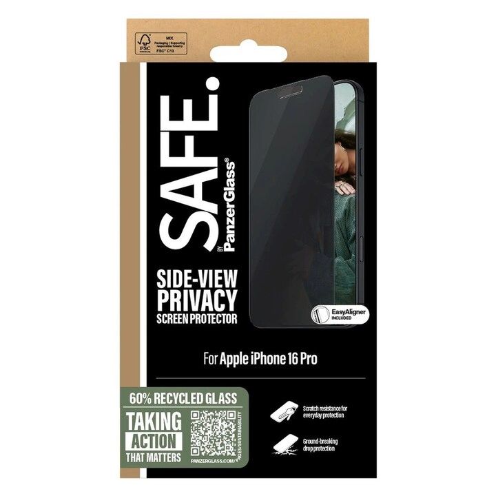 PanzerGlass Safe Side-View Privacy Screen Protector - iPhone 16 Pro