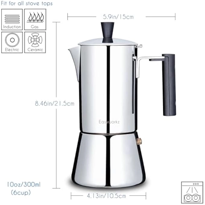 Moka Pot - Stovetop Induction 6Cup