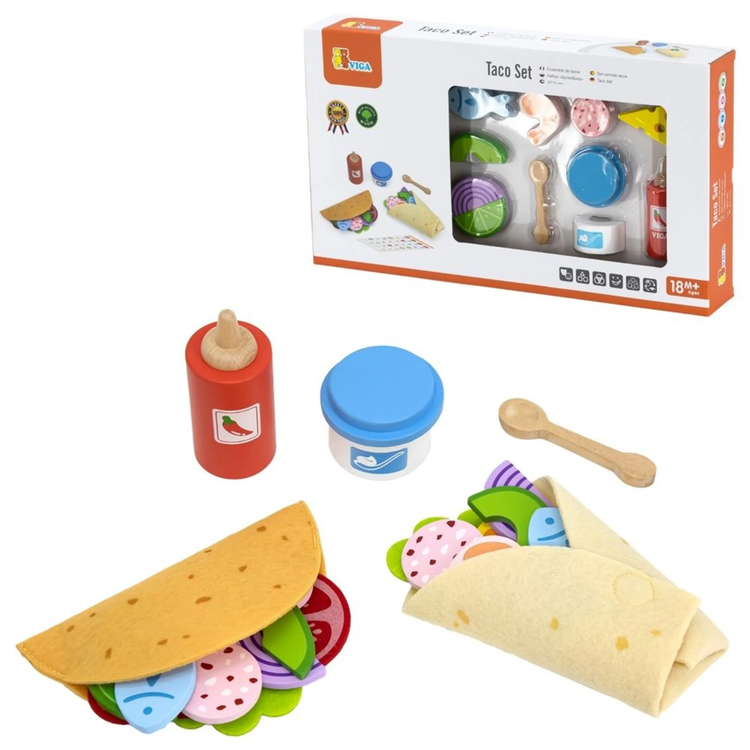 VIGA Taco Wooden Role Play Toy Set - 27 pcs (29464294-44677)