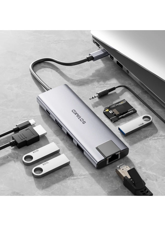 9-in-1 USB C Hub - 4K HDMI 100W PD Ethernet