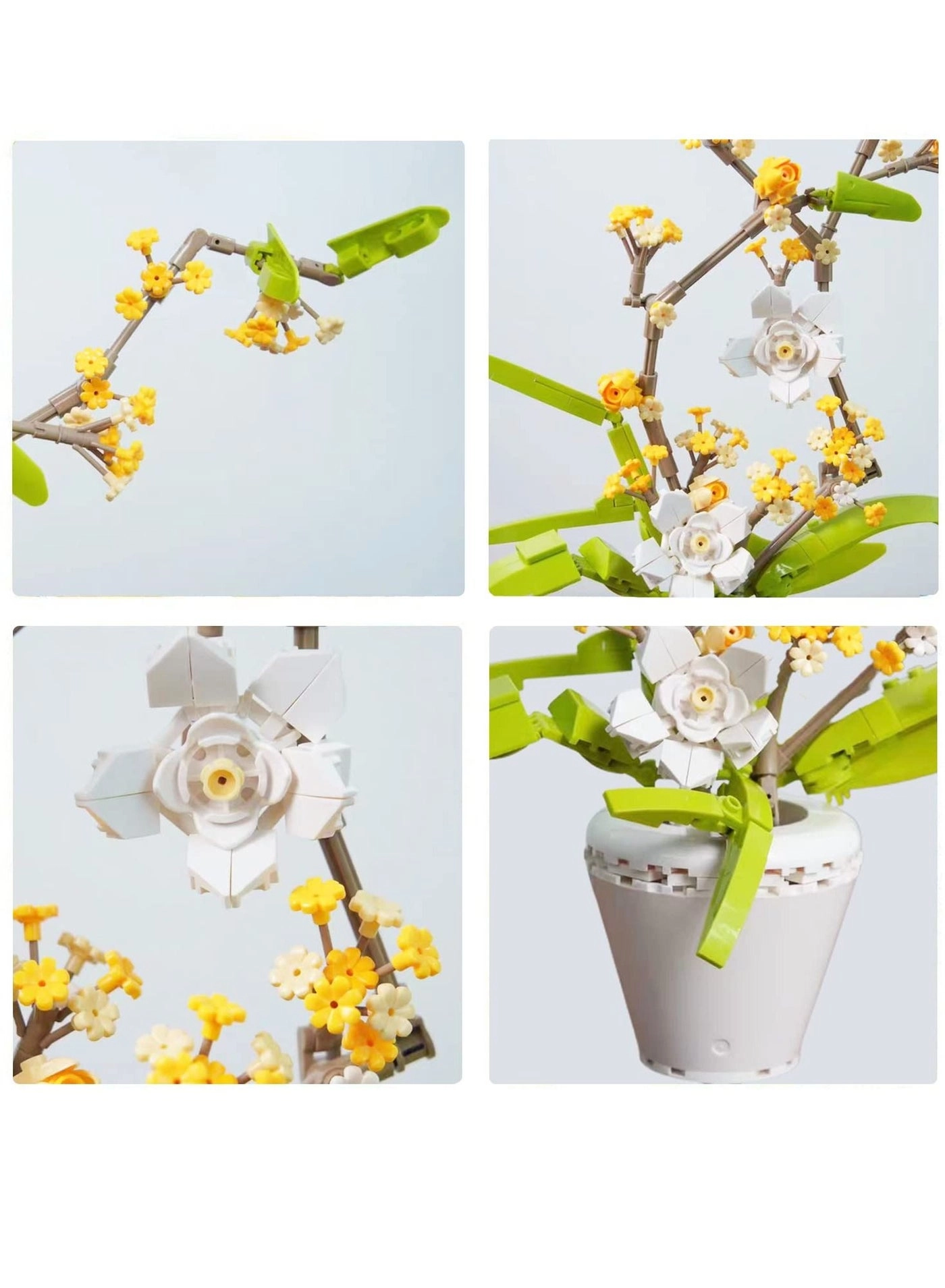 Osmanthus Fragrans Bonsai Tree - Flower Bouquet Building Kit Compatible with Lego