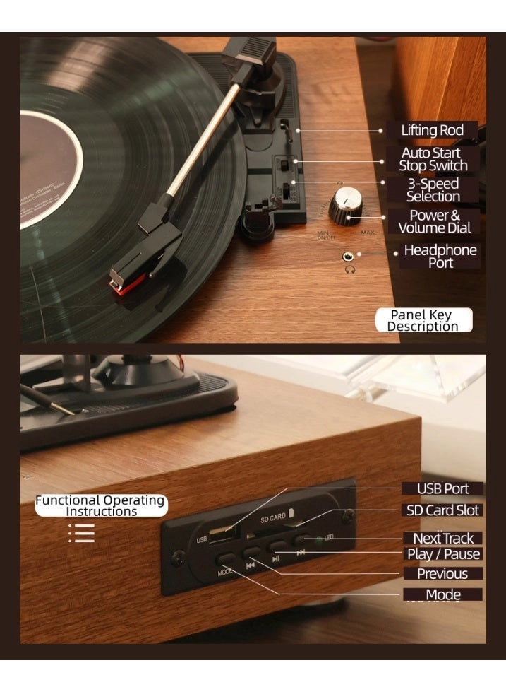 Turntable - 3 Speed Bluetooth USB SD Port