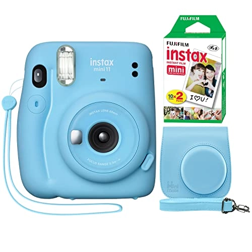 Instax Mini 11 - Sky Blue + MiniMate Case - Sky Blue + Instax Mini Film - 20 Sheets