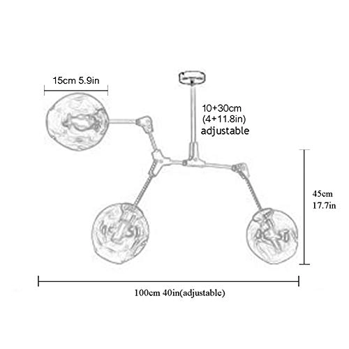 Minimalist Glass Bubble Ball Chandelier - E27 8 heads Gradient smoke gray lampshade