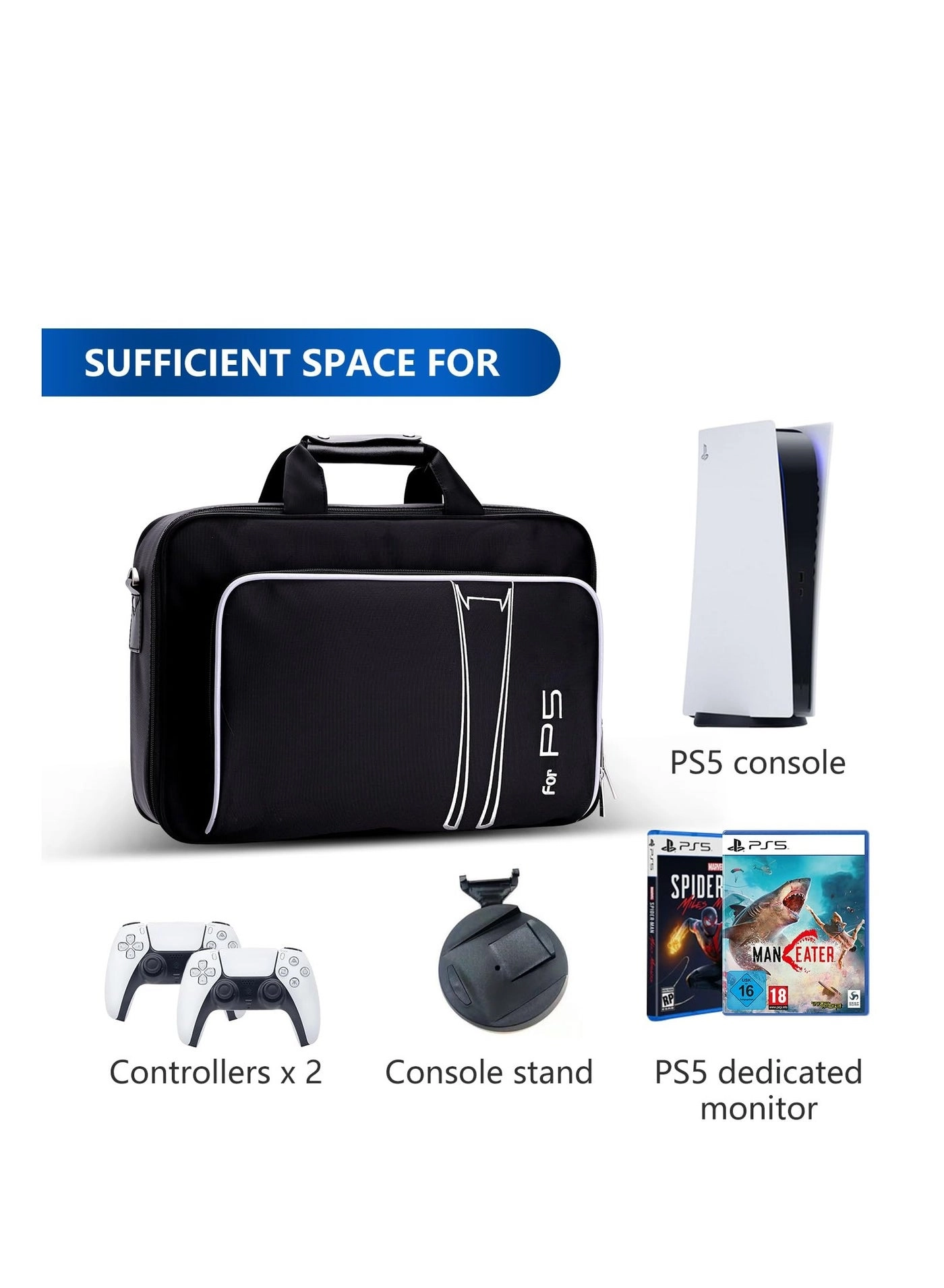 Case Storage Bag - Compatible with PS5 Controller Silicone Cover White