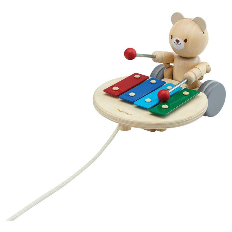 Pull-Along Musical Bear - Wooden Suitable for 12 months & above
