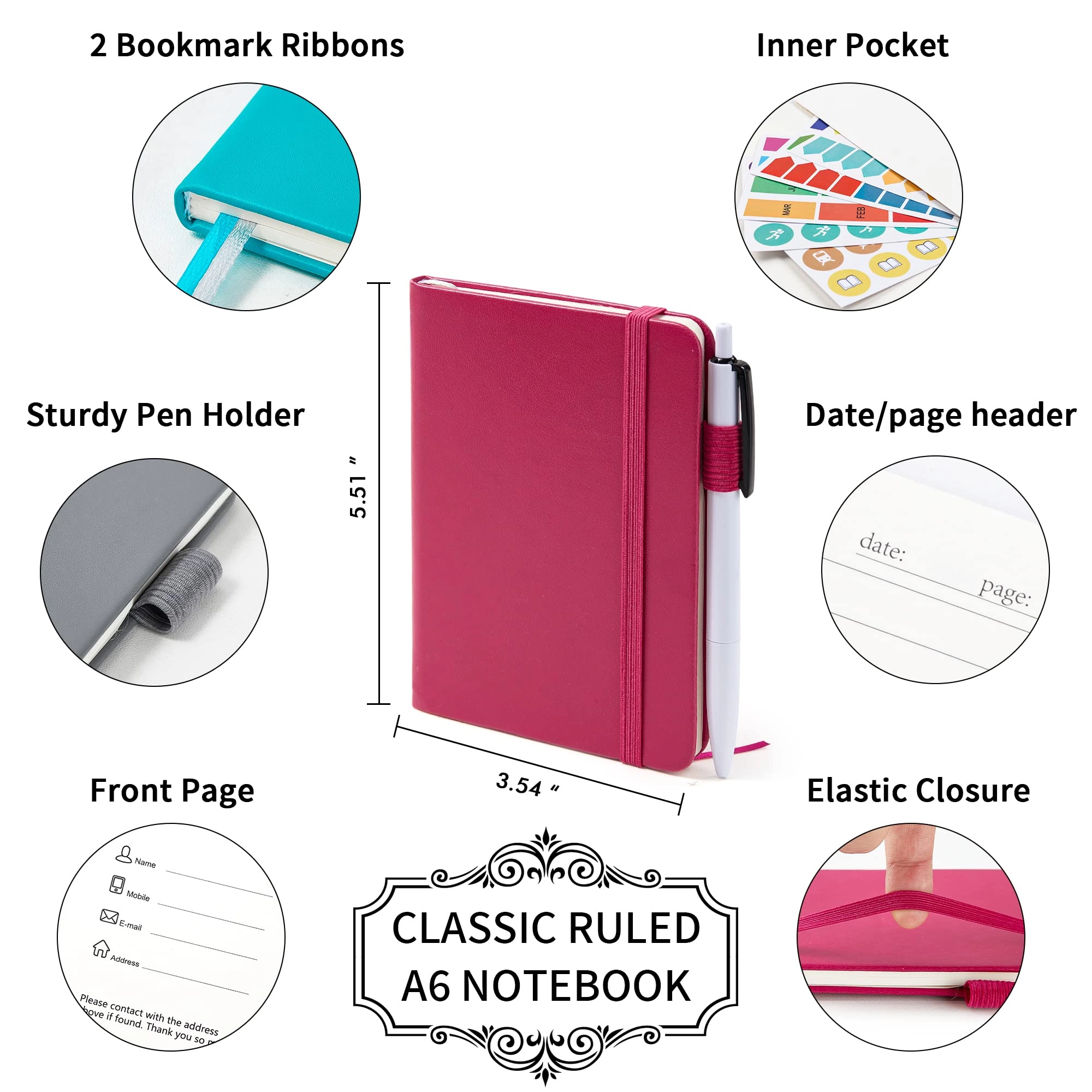 Pocket Notebook A6 Hardcover - Lined 56 Sheets