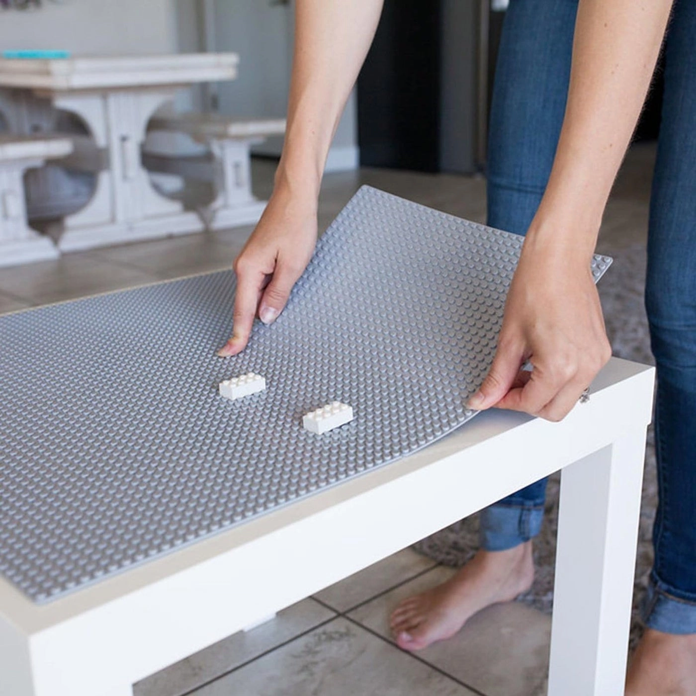 Peel-and-Stick Building Baseplates - 4-Pack 10 x 10 in Gray