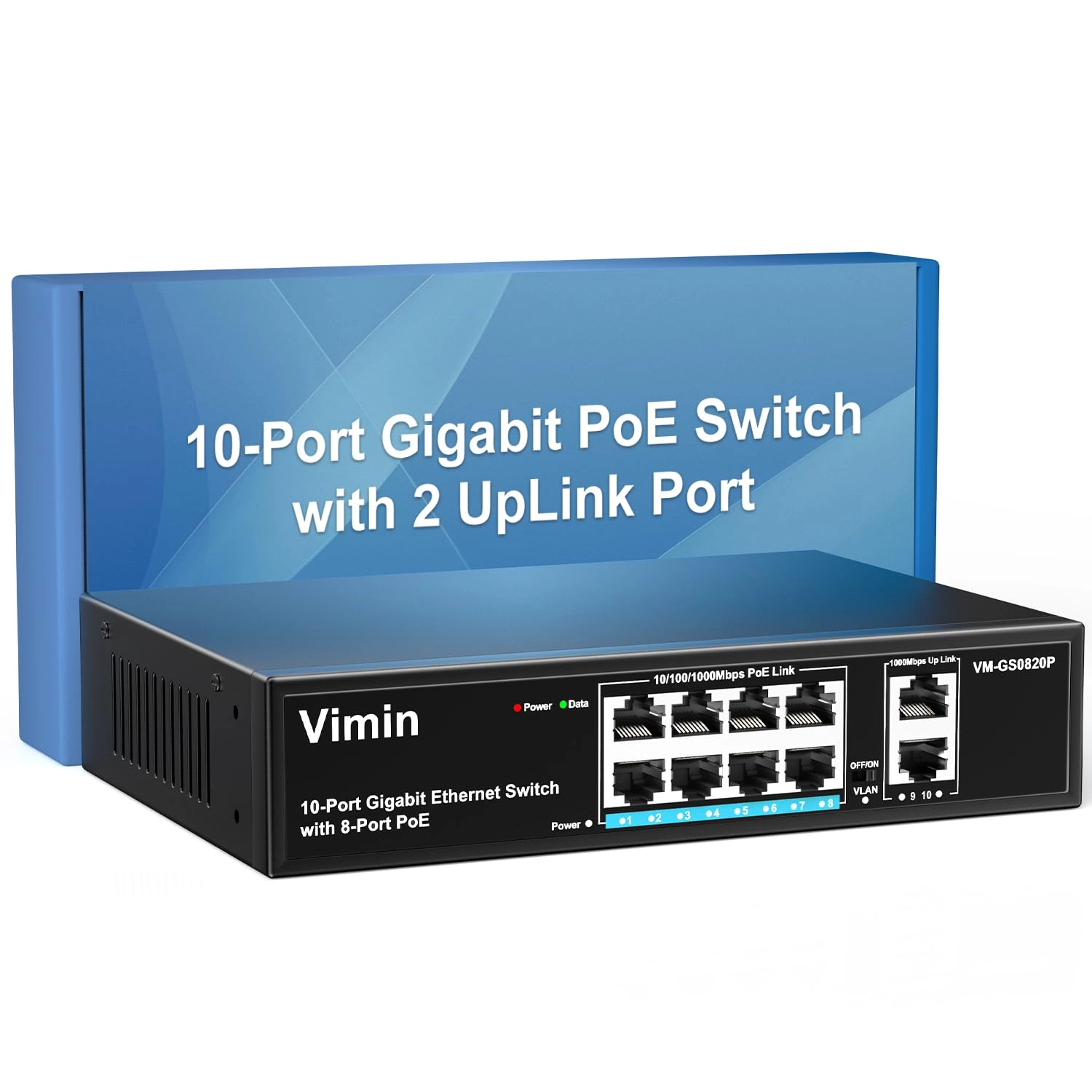 VIMIN 10 Port | 8xPoE + 72W | 2xUPLink 10-ports