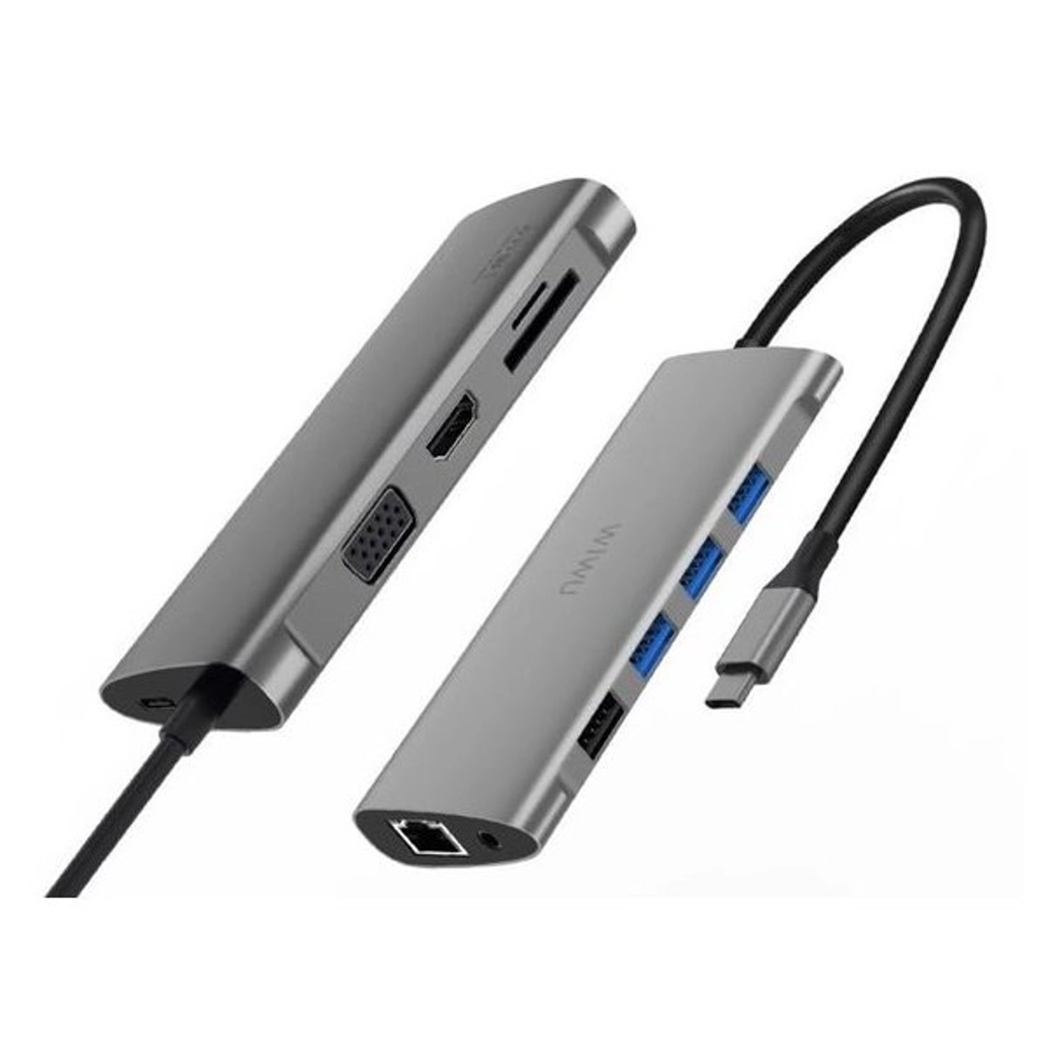 Alpha - USB C to RJ45 HDMI VGA Micro SD TF Card Reader