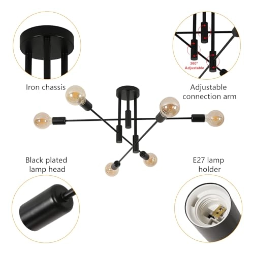 Sputnik Ceiling Light - 6 Lights Bronze 72 cm