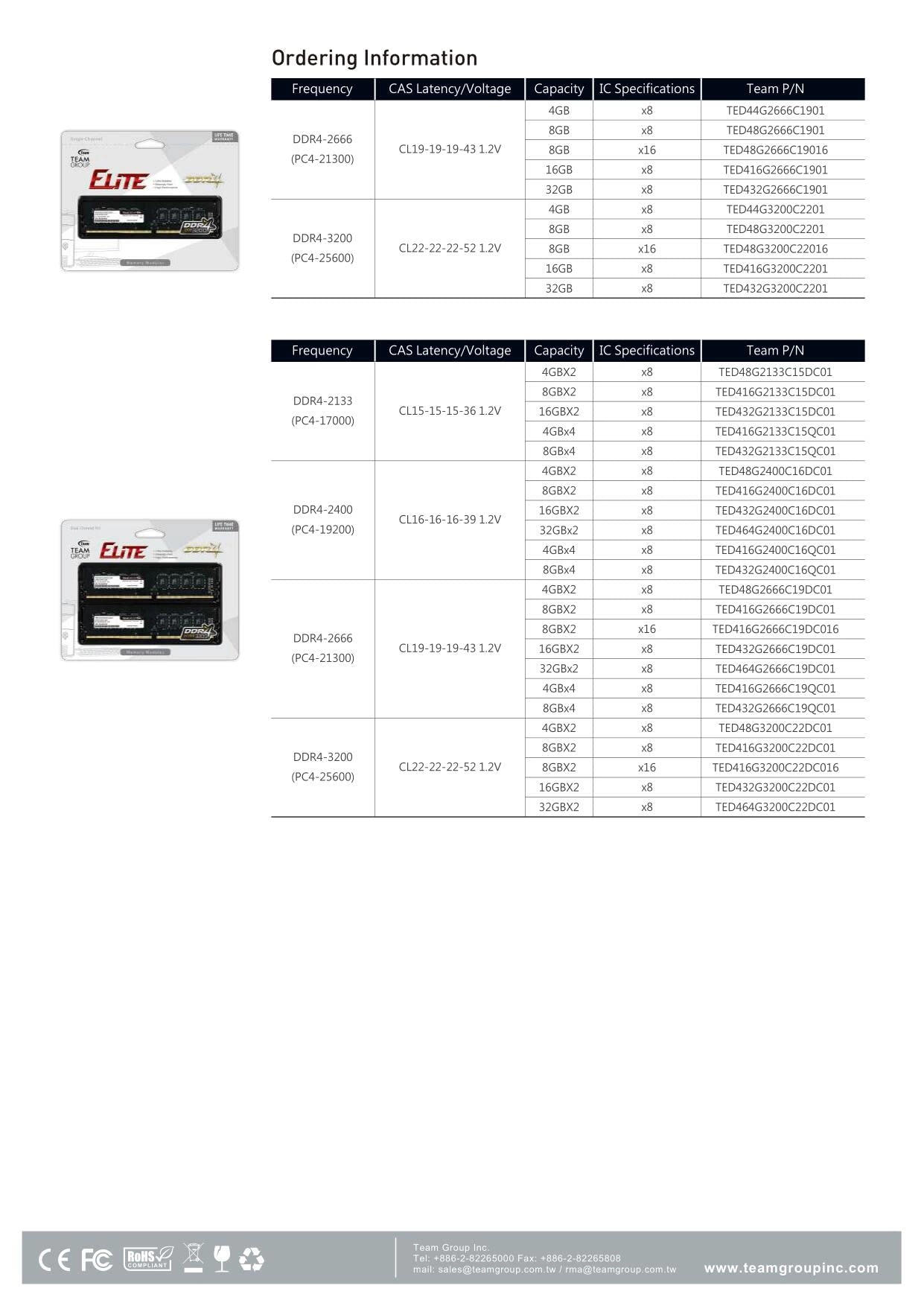 Elite DDR4 - 16GB 3200MHz UDIMM 288 Pin