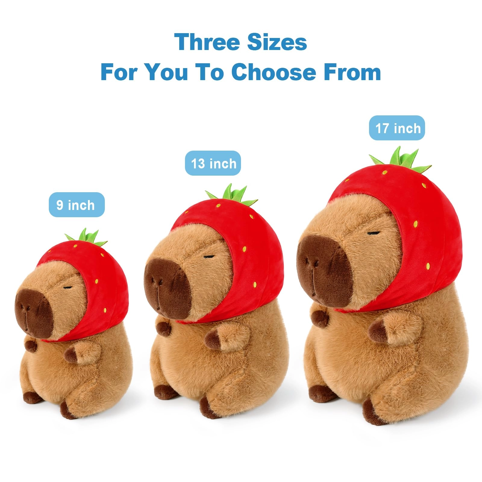 Capybara Plush - 9 inch Strawberry Hat