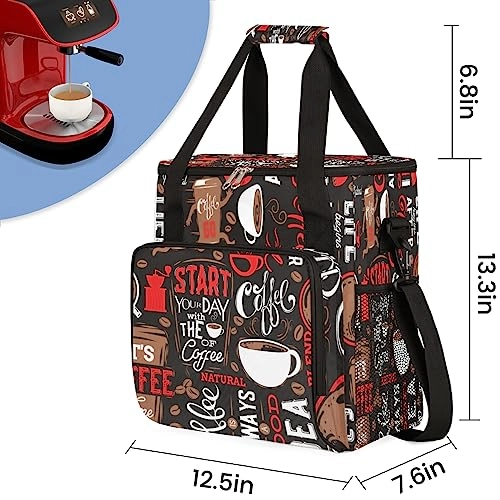 Coffee Maker Carrying Bag - Love Joy Laugh Letter Red Portable Single Serve