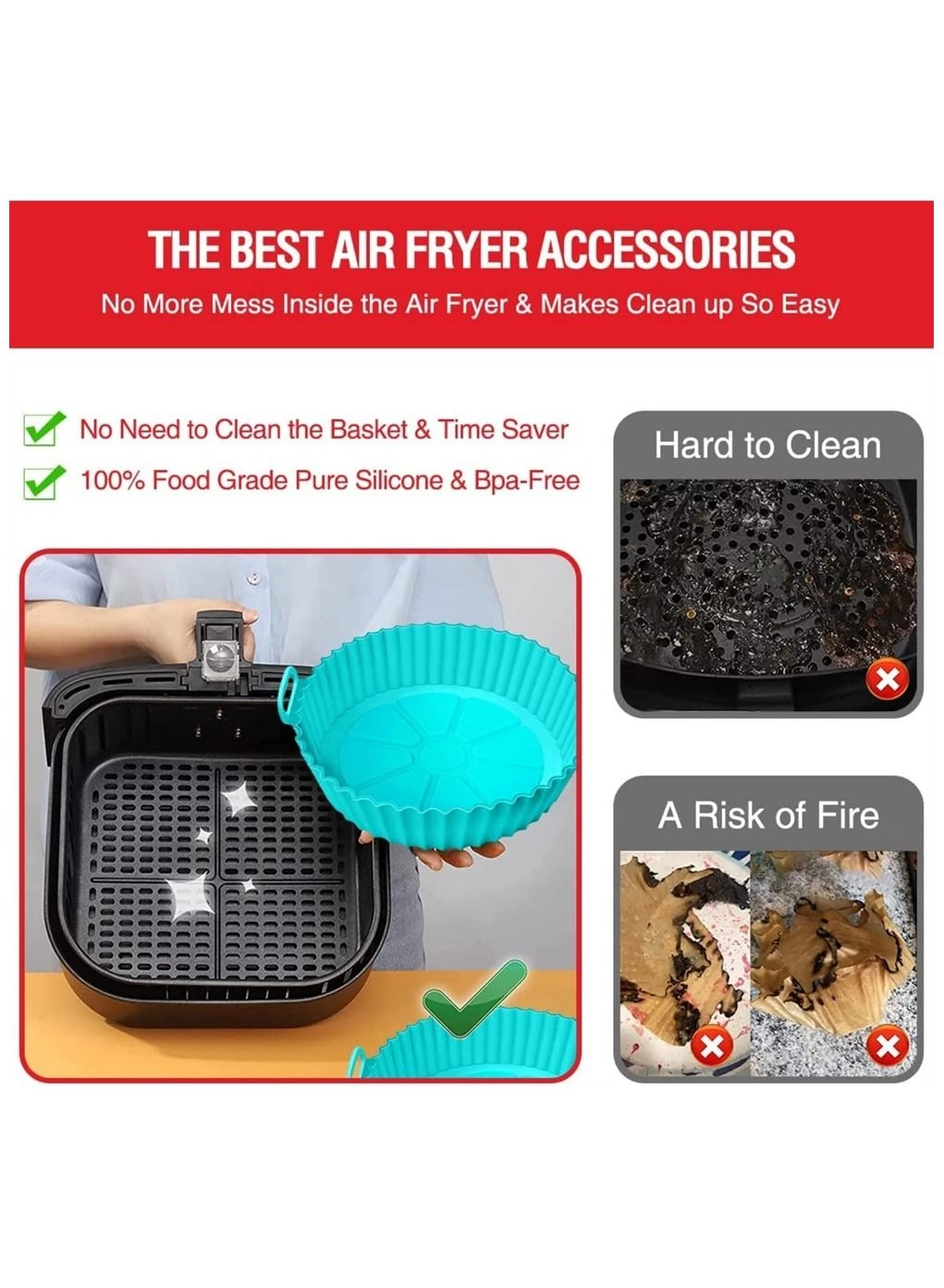 Air Fryer Silicone Liner - food grade silicone 2 piece(s)