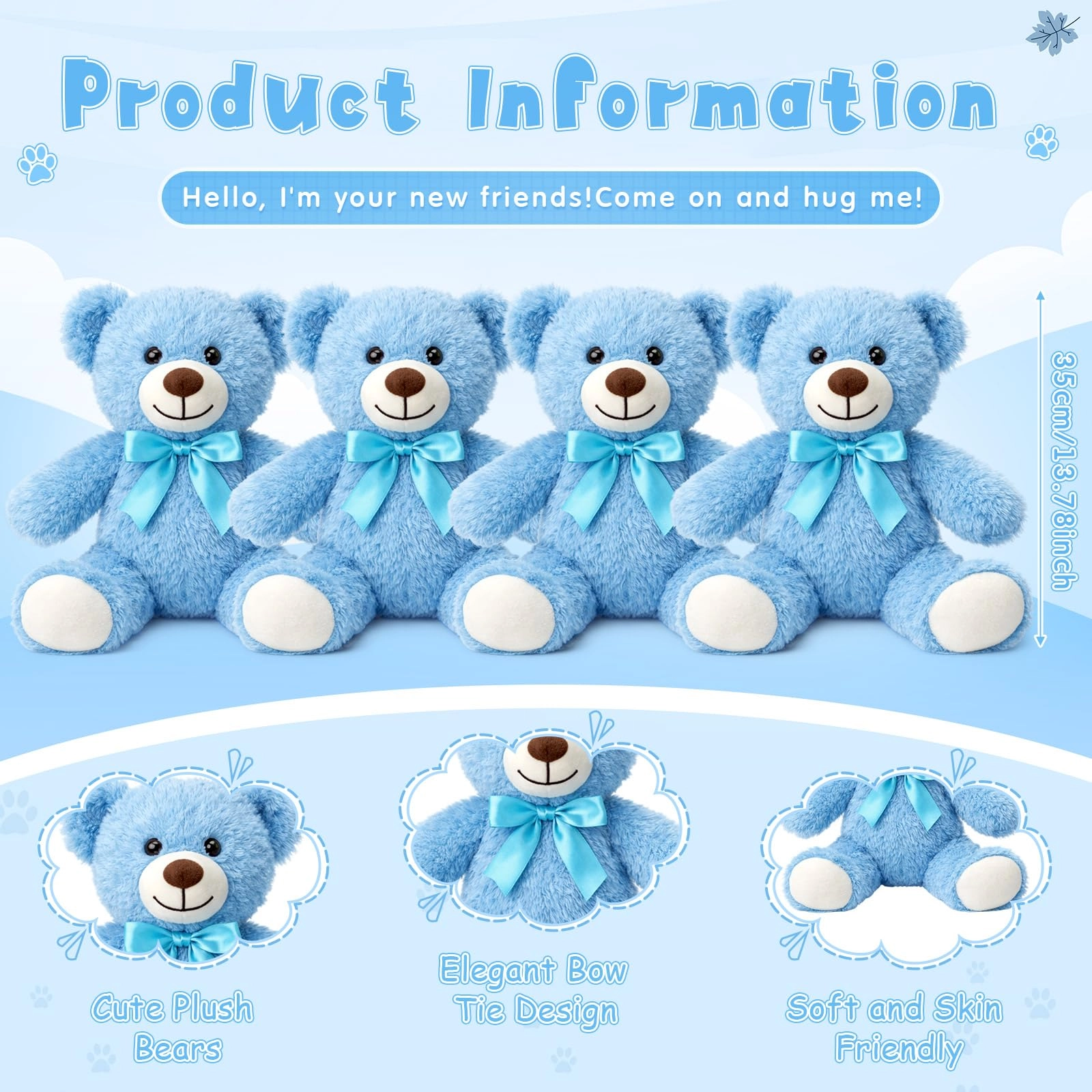 Teddy Bears - 35 cm 4 Pack