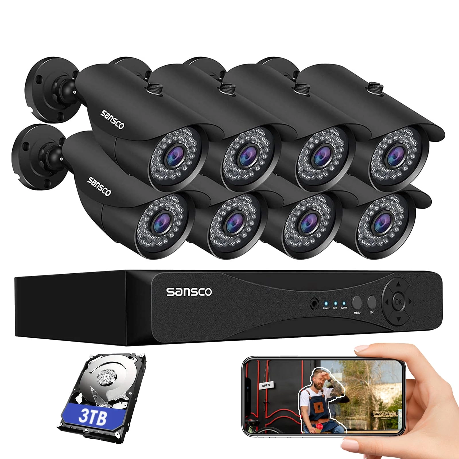 DVR - 8 Channel + Hard Drive - 3TB + Camera - 5MP