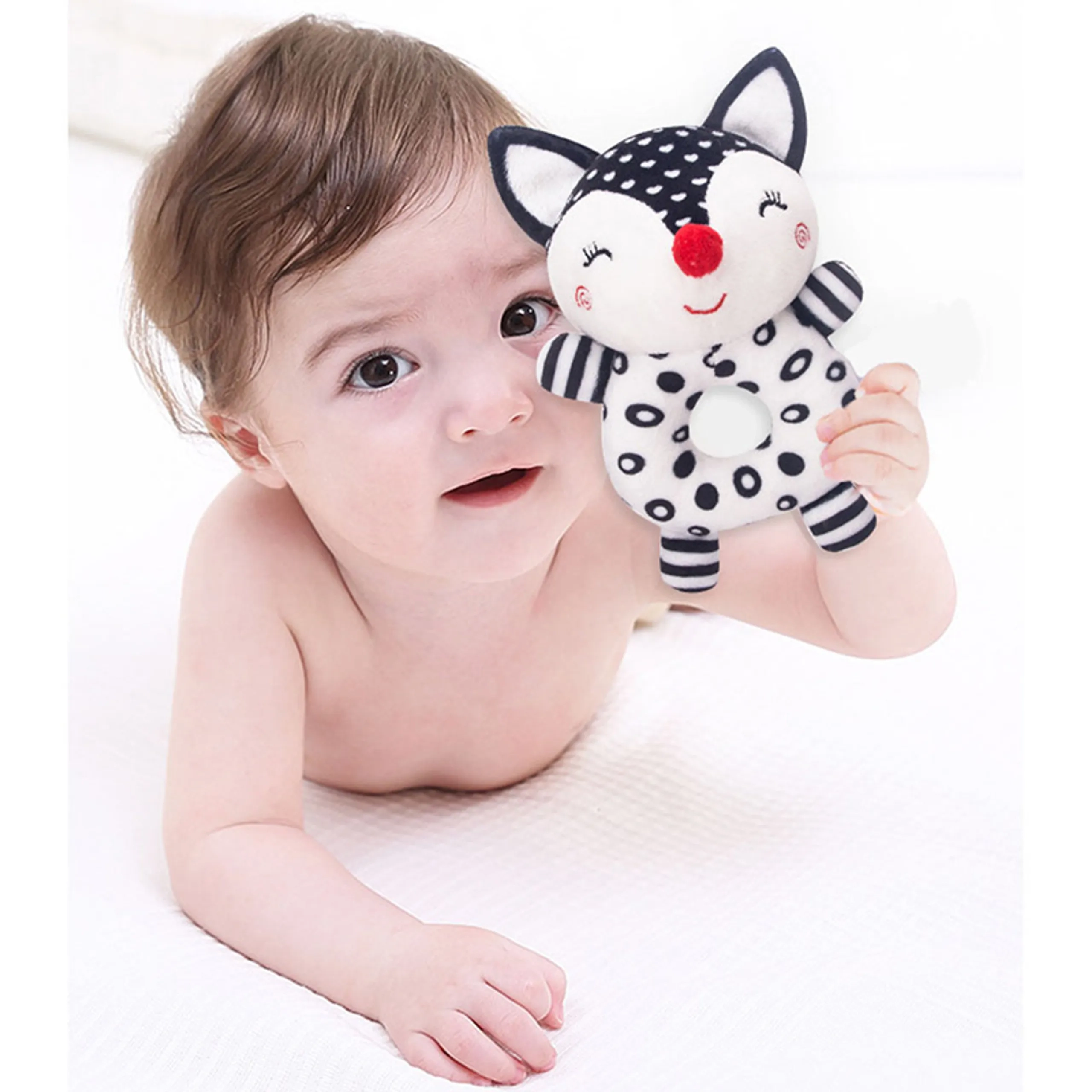 Soft Stuffed Rattle Pacifying Toy - Suitable for 3 months and above Fox