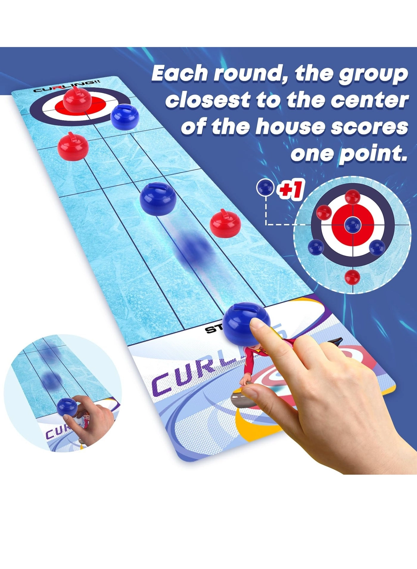 Tabletop Curling Strategy Game - Multicolour