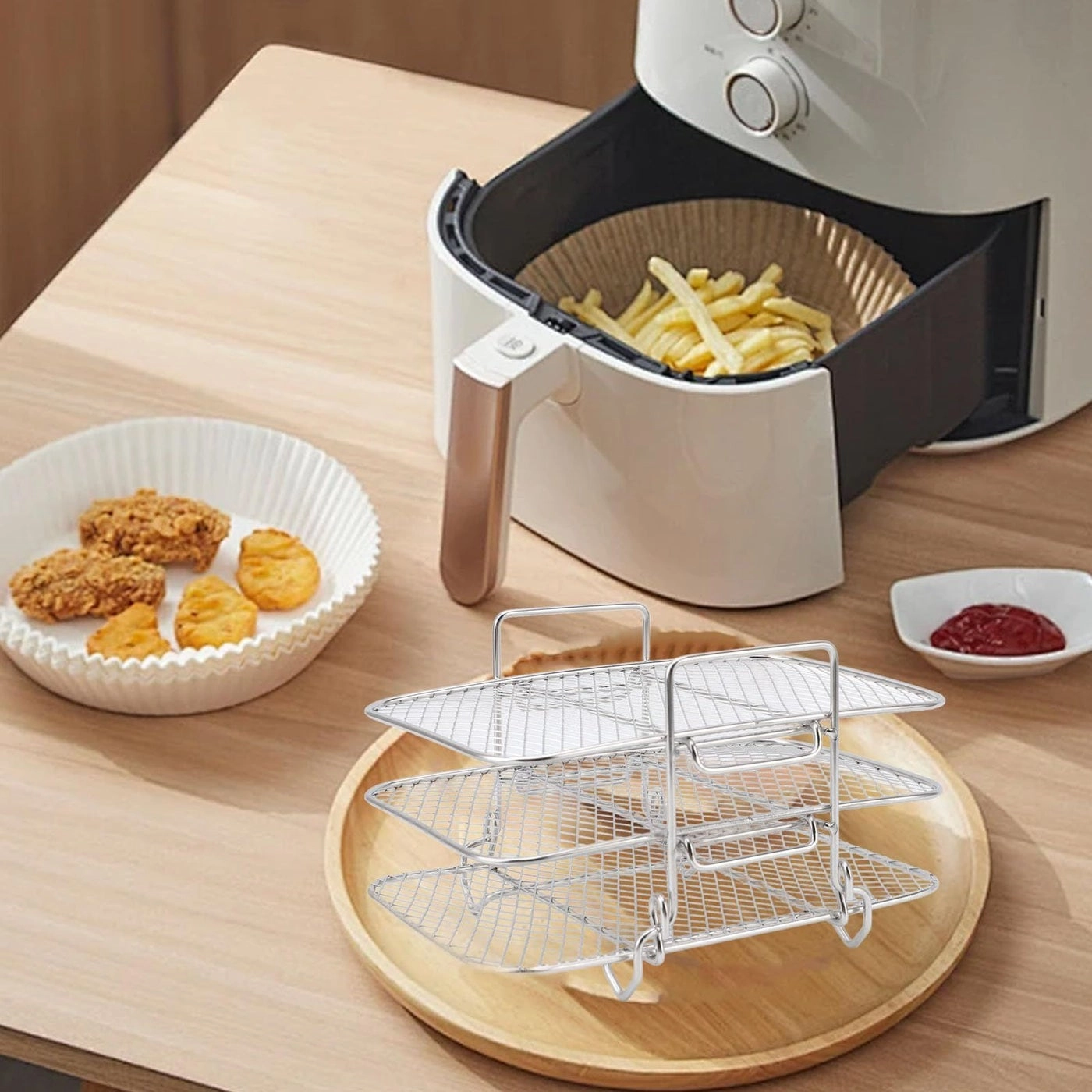 Air Fryer Basket - 304 stainless steel 3 x Fryer Rack