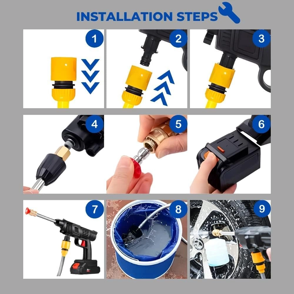 Cordless Electric Pressure Washer - 50Bar 20000mAh Foam Generator