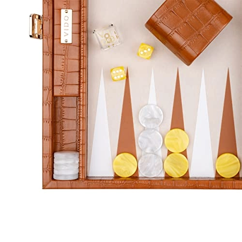 Backgammon Set - Medium Chestnut Vegan Leather