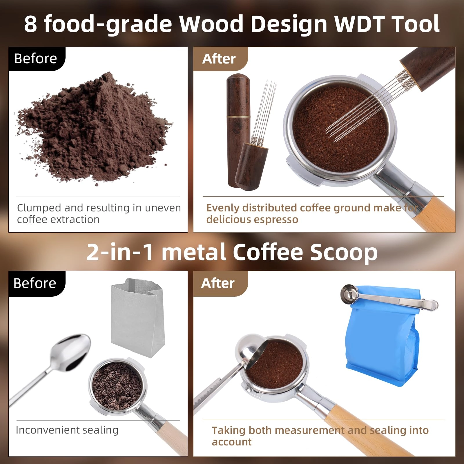 Wdt Tool + Dosing Funnel - 54 Millimetres + Puck Screen + Coffee Bag Clip & Spoon + 8pin Stirrer