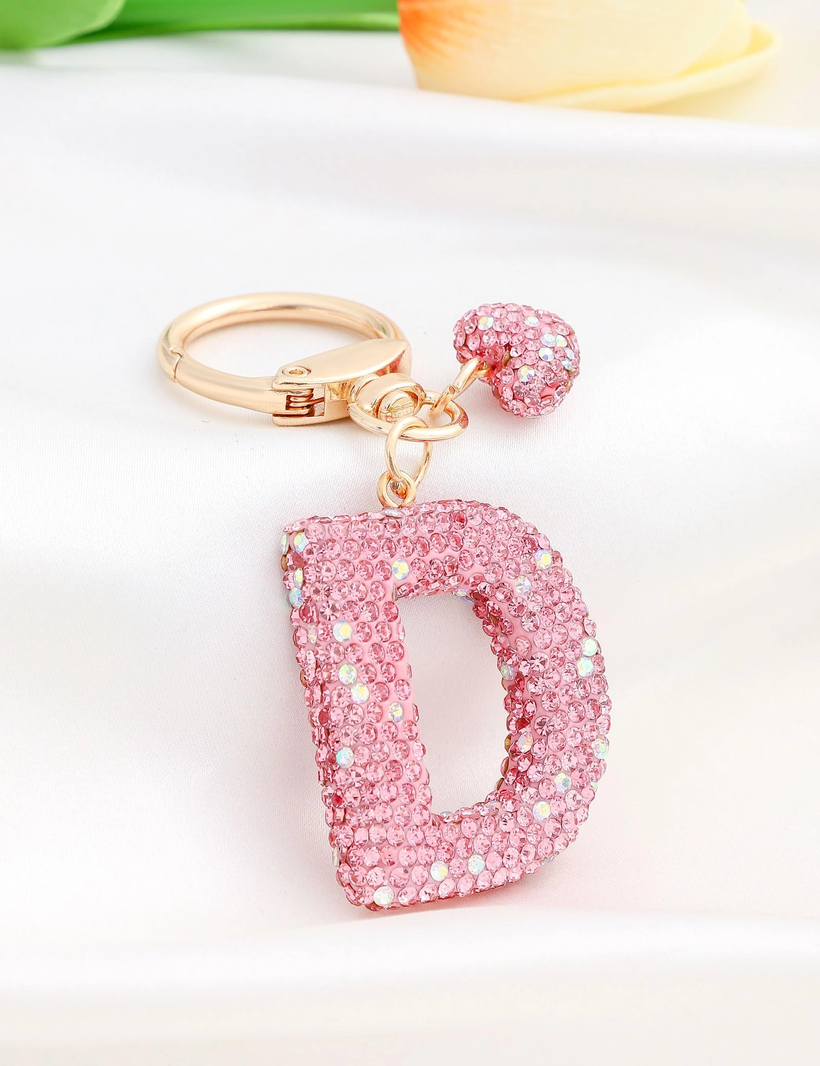 Initial Keychain - L Purple Rhinestone