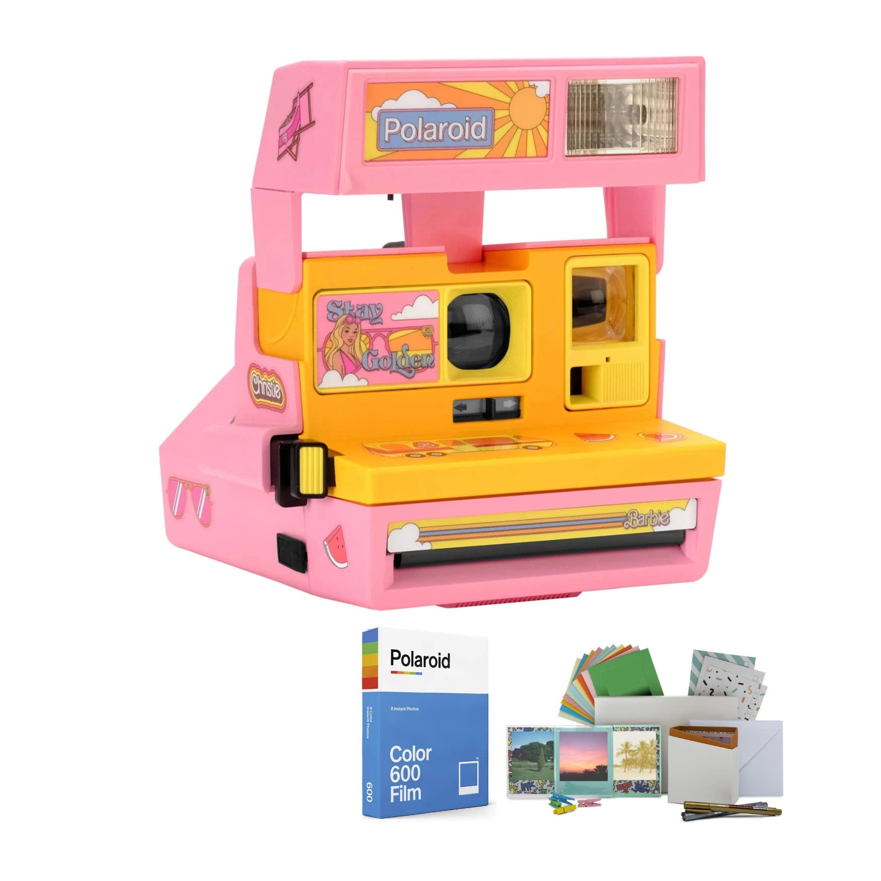 Polaroid 600 Instant Film Camera - Malibu Barbie + Color Instant Film - 8 Exposures + Film Kit - Magnetic/Hanging Frames, Storage Box