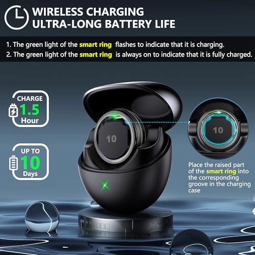 Smart Ring - Heart Rate Monitor Sleep & Step Tracker Waterproof No App Subscription