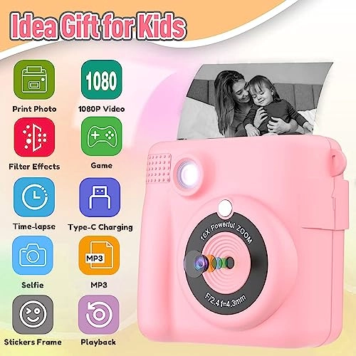 Kids Camera - Instant Print Pink