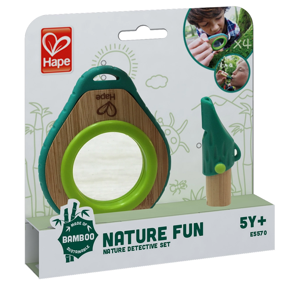 Nature Detective Bamboo Magnifying Glass - 4x + Whistle - two tones